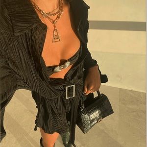 Heart of Gold Mini Flowy Dress - Charcoal Clothing